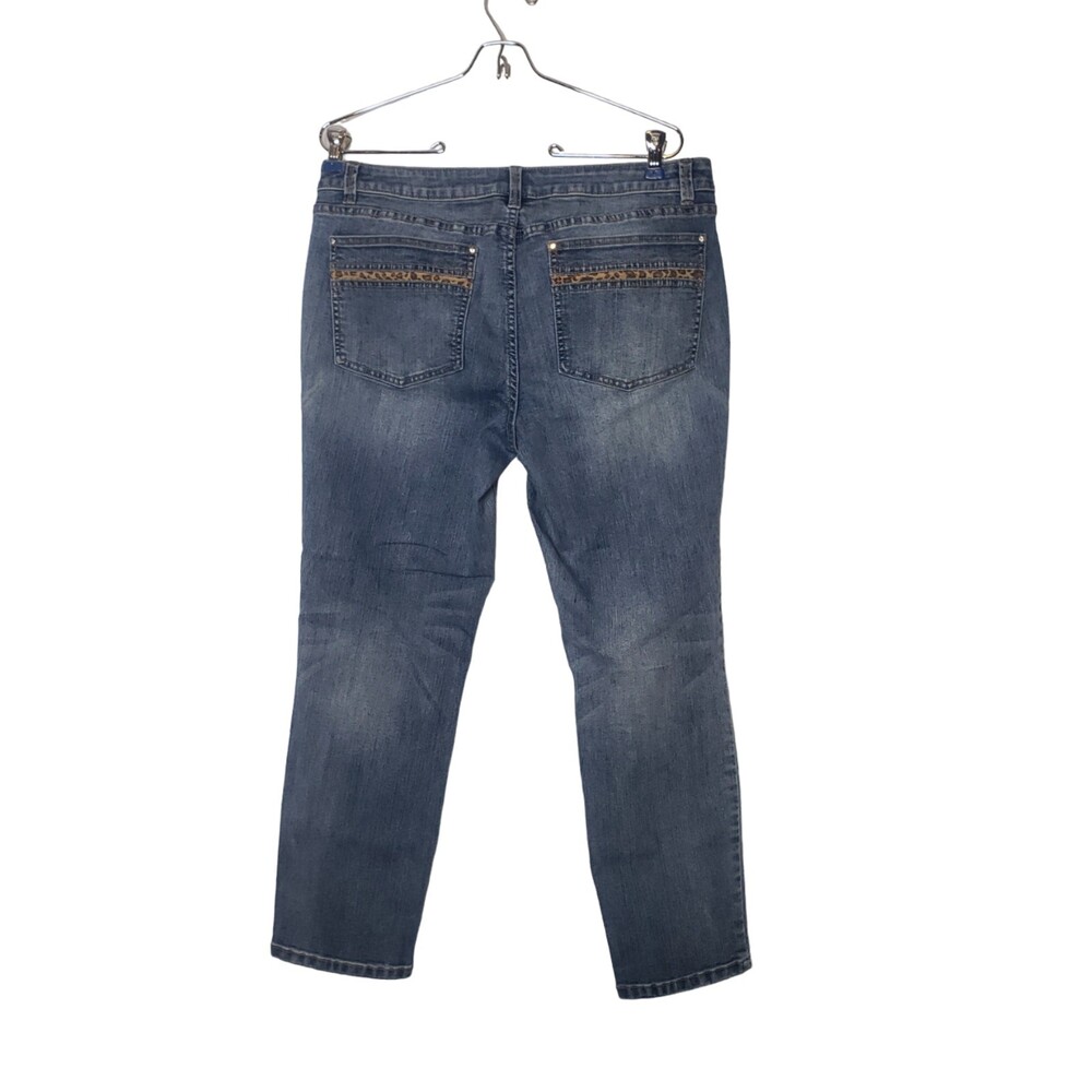 CACHE Cropped Denim Jeans with Leopard Details Size 12